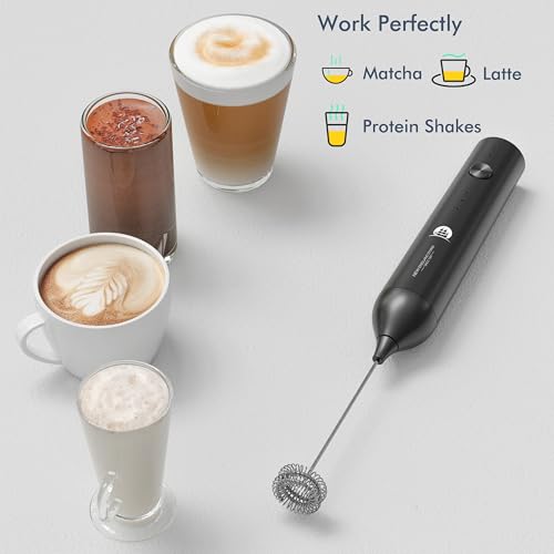 Image of Rechargeable Milk Frother, 3 Speed Frother Wand Handheld Foam Maker with 2-layer Stainless Steel Whisk for Making Cappuccinos, Lattes, Bulletproof Coffee, Keto Drinks, Protein Shakes, and Matcha