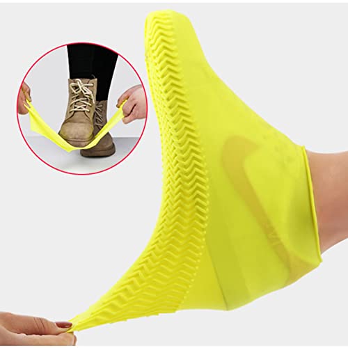 Cubrecalzados reutilizables, suelas de silicona fáciles de limpiar para acampar, pescar, hacer senderismo y actividades al aire libre — protección duradera y antideslizante para hombres, mujeres y mascotas (talla L, color amarillo) miniatura 5