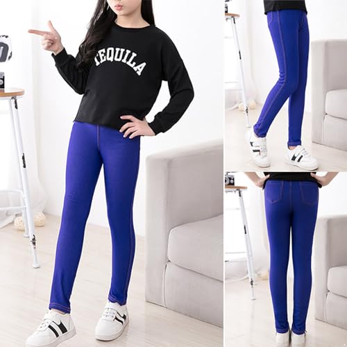 JEATHA Kids Girls Skinny Jeans Stretchy Jeggings Elastic Waist Denim Trousers Pull-on Pencil Pants with Pockets2