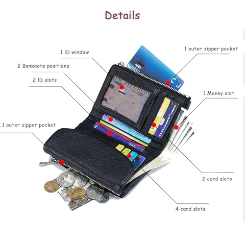 Joyfullygoo Wallet, Unisex Pebble Leather Wallet, Genuine Soft Leather Small Purses Ladies Billfold, Can Hold Coins, Id Cards, Green + Beige + Purple3