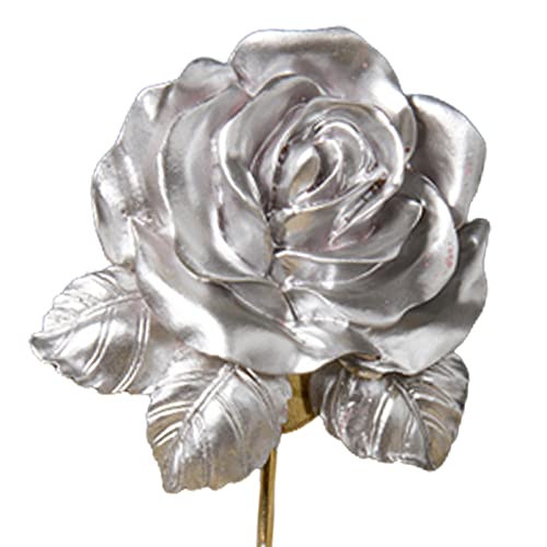 Fakeme Rose Hook Rose Flower Hat Coat Robe Hook Wall Decor Door Hanger Bathroom Towel Hanger Hook For Coat Purse Kitchen Hallway Bathroom, Silver #TOP2