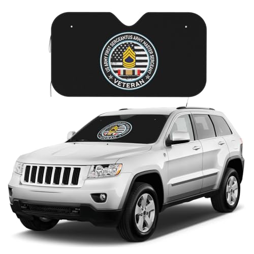 US Iraq Veteran US First SergeantUS Master Sergeant Car Windshield Sunshade UV Ray Visor Cover Keeps Vehicle Cool 51.2 x 27.5 inches