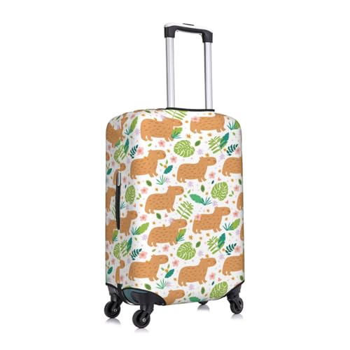 Cute Flower Capybaras Luggage Cover Protector Anti-Scratch Washable Fits 18-32 Inch Luggage-Medium3