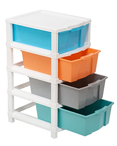 Image of Joyful Studio 4 Regular Plastic Modular Drawer System for Home, Office, Hospital, Parlor, School, Home and Kids, Product Dimension When assembeled (31cmx39cmx60 cm) (Studio4 /Pastel, Multicolour)