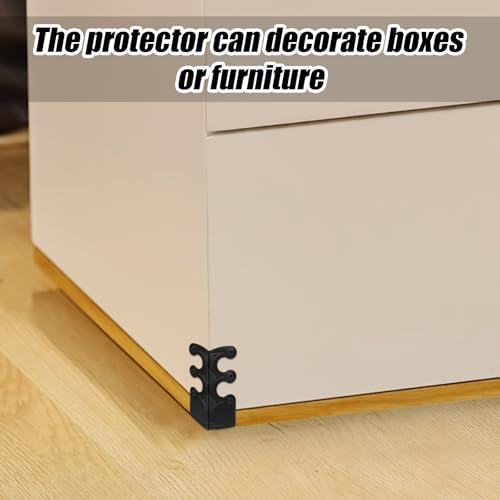 Image of Tinoaly 5pcs Black Iron L-Shaped Baseboard Skiffers Corner Protectors for Furniture, Baby Proofing, Office Supplies
