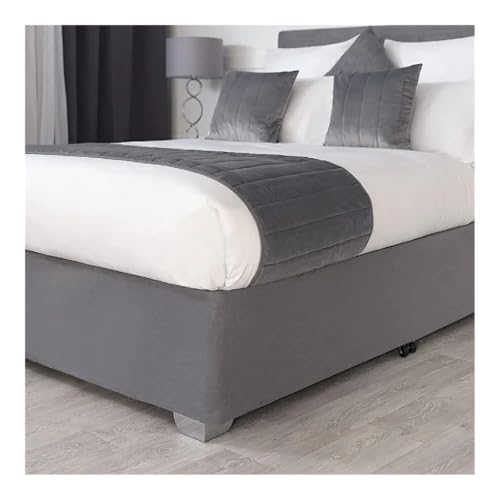 UIJIQX 1 faldón de cama perfecto para canapé de lujo de ante sintético con tejido de tres lados y banda elástica, fácil de instalar (gris, 150 x 200 x 37 cm)