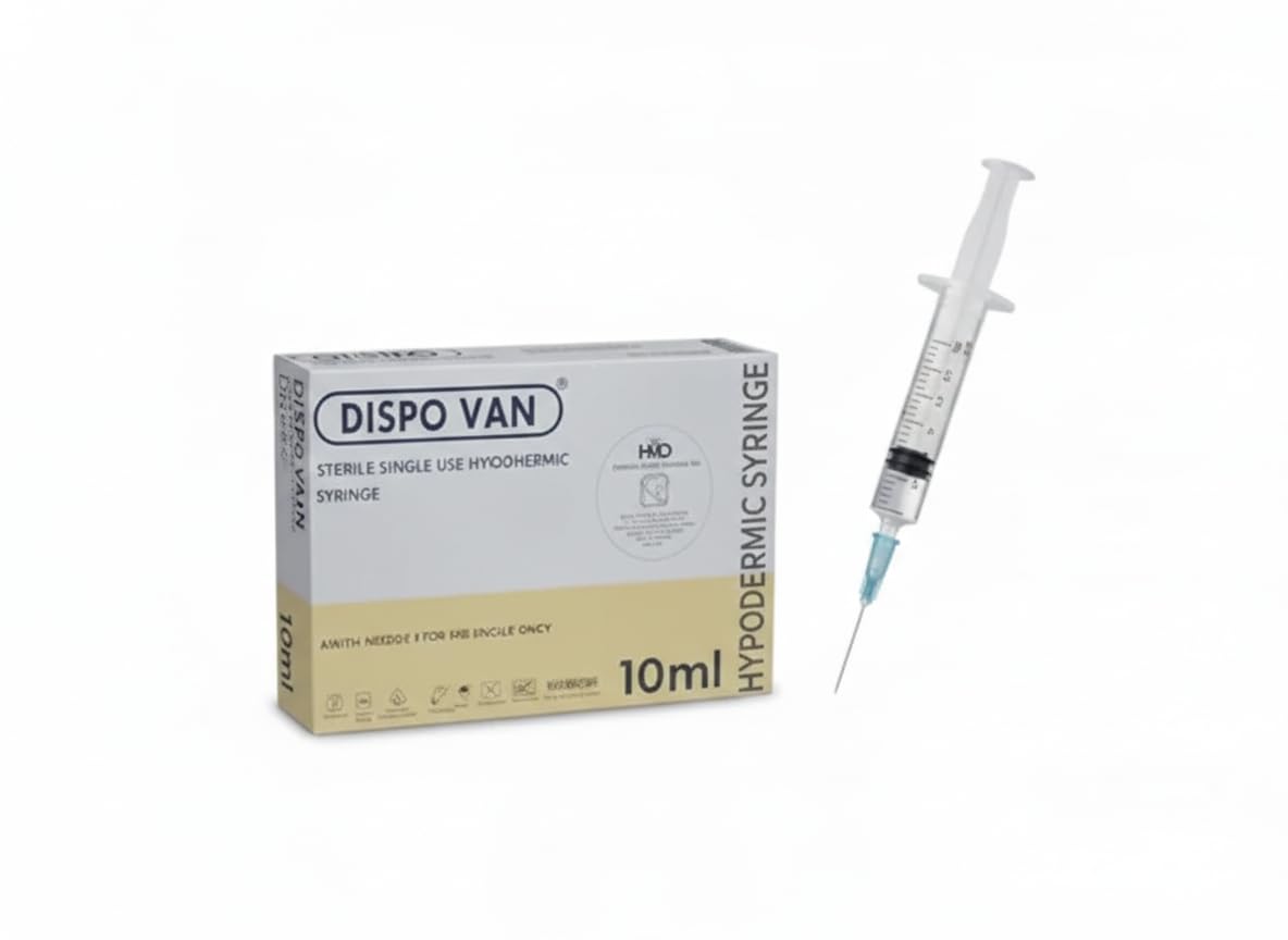 10ML Syringes with Needle, Single-Use, Sterile – Pack of 50 | Leak-Proof And Biocompatible | Easy-to-Use for Safe and Precise Medical Applications