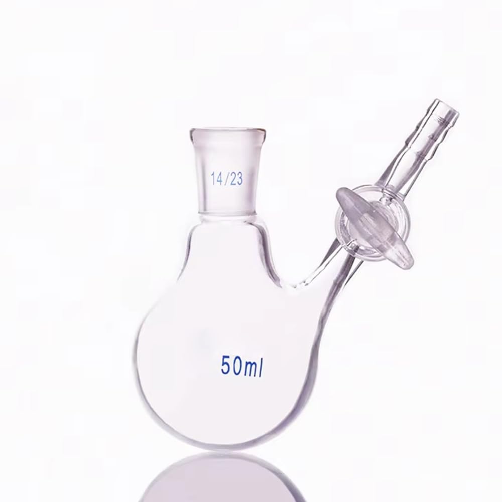Matraz De Reacción De Boca Esmerilada Estándar Simple, 25 Ml-250 Ml, Junta 14/23, Válvula De Conmutación De Vidrio, Matraz De Reacción De Fondo Redondo(50ml)