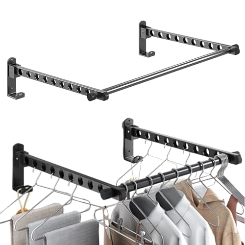 Percha de ropa montada en la pared – Estante de secado multifuncional para ropa montado en la pared | Percha de secado de ropa montada en la pared para lavandería, colgador plegable para ropa interior