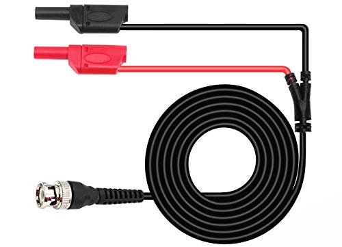 Image of Measurement & Analysis Instruments Digital Multimeters & Oscilloscopes - BNC Q9 to Dual 4mm Stackable Shrouded Banana Plug with Test Leads Probe Cable 100CM
