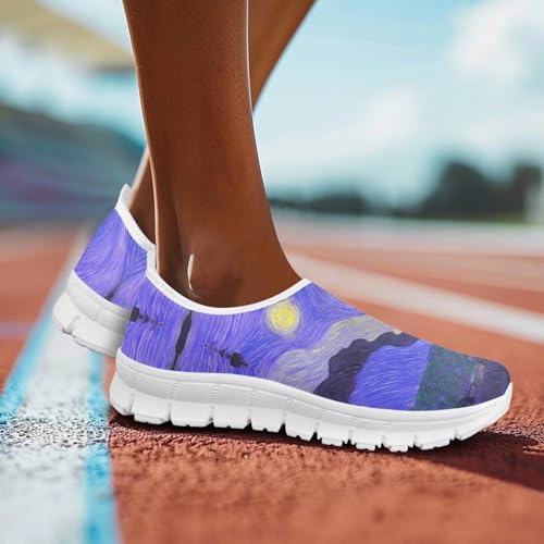 Image of Floral Sneakers for Women Colorful Art Shoes for Women Slip On Casual Work Shoes