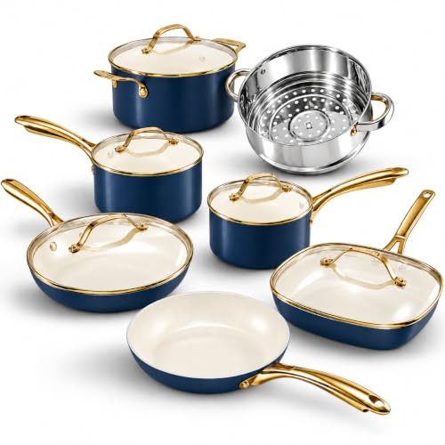 GOTHAM STEEL 12 Pc Titanium Ceramic Cookware Set...