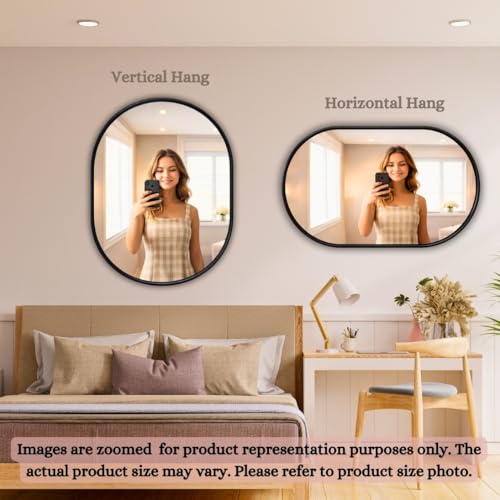 Image of Metal Frame Mirror Glass for Wall /Aluminium Circular Bathroom Wall Mirror 18x24 Inch /Mirror for Bathroom /Bedroom /Living Room /Entryway /Dressing Room /Decorative /Vanity| AFM1824A4