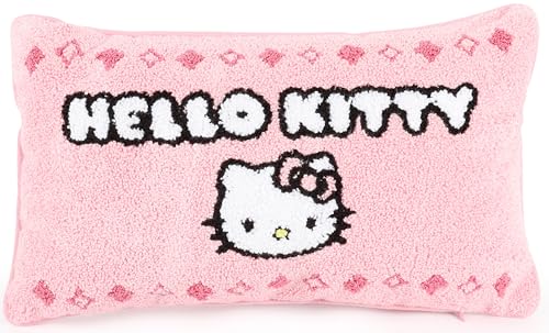 Jay Franco Needlepoint Decorative Pillow 15 Inch Ultra-Soft Stuffed Plushie & Cozy Throw Pillow Official Licensed Product Pink - Hello Kitty
