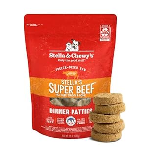 Stella & Chewy’s Freeze-Dried Raw Dinner Patties – Beef Recipe – High Protein Grain-Free Puppy & Dog Food – Perfect For Picky Eaters – 25 oz