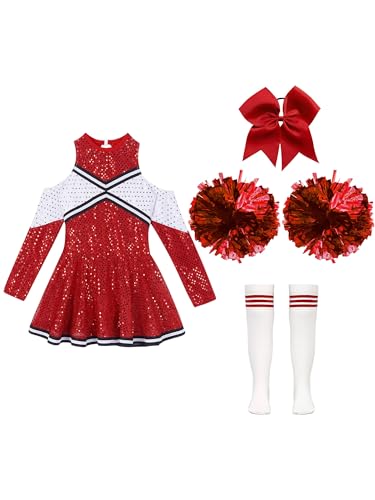 Disfraz de animadora Niñas vestido manga larga con accesorios miniatura 3