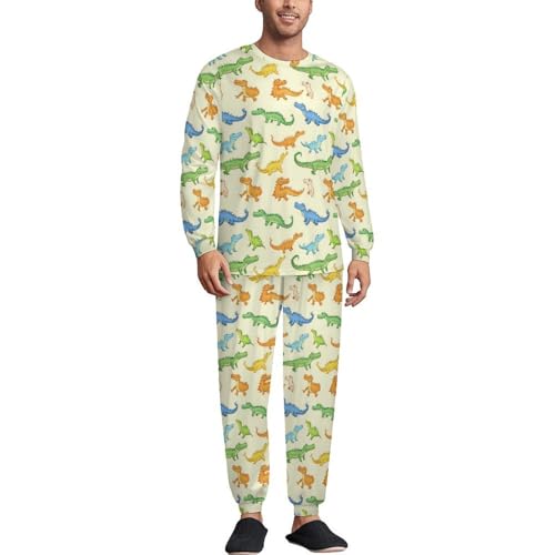 Crocodile Animal Men’s Pajama Set Long Sleeve Top And Pants Loungewear Sleepwear Pjs Nightwear