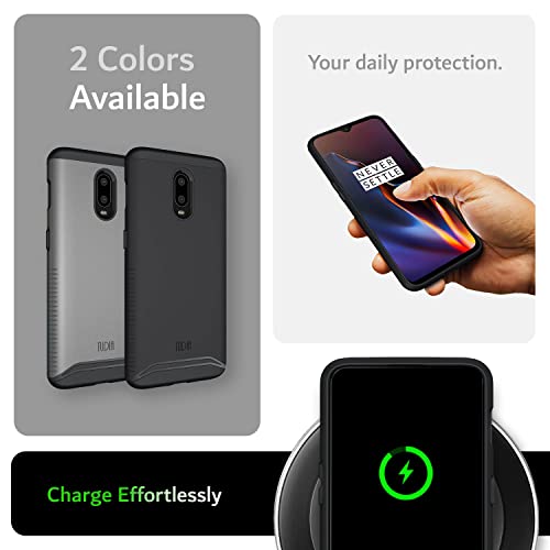 Tudia Dualshield Designed For Oneplus 6T Case, [Merge] Dual Layer Heavy Duty Slim Hard Case For Oneplus 6T (Metallic Slate) #TOP6