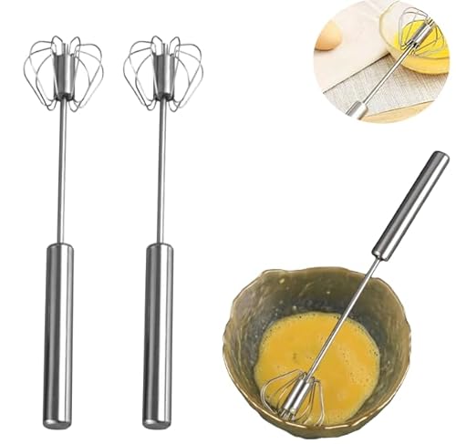 Egg Mixers Beater Multifunctional Stainless Steel Semi-Automatic Hand-Held Push-Type Whisk for Effortless Blending Whisking Whipping Frothing Beating Stirring of Eggs Butter Coffee
