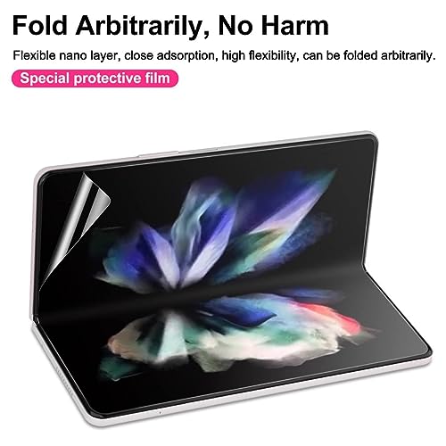 Image of Uyiton Premium 4-in-1 Screen Protector for Samsung Galaxy Z Fold 3 5G | HD Clear Screen Guard Set with Front Screen, Back Panel, Inner Fold Display & Hinge Protector | Bubble-Free Easy Installation | 3 Months Warranty