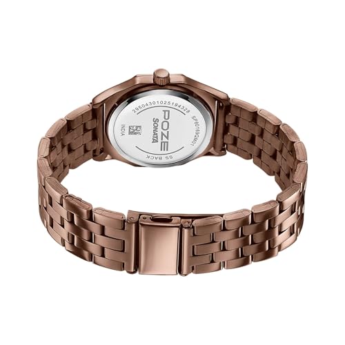 Image of Sonata Poze 8 Quartz Analog with Brown Dial IP Brown Stainless Steel Strap Watch for Women - SP80169QM01W