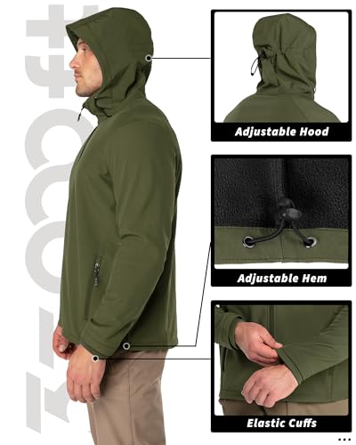 Image of 33,000ft Men's Hooded Softshell Jacket Waterproof Lightweight Insulated Windbreaker Fleece Lined Rain Shell Jacket