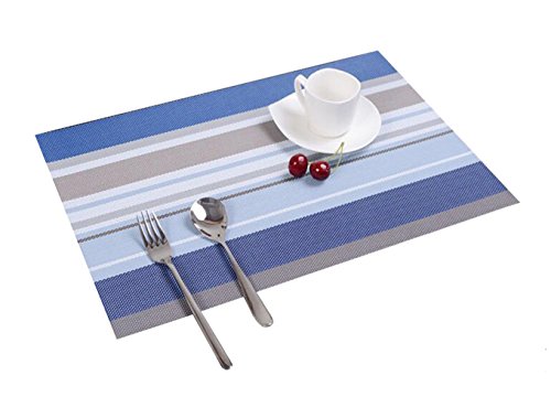 FOOKREN Salvamanteles Individuales 6Pack 30x45cm Manteles Individuales Manteles de Cocina Fácilmente Lavables Calor Antideslizante Antidesgaste Manteles de Mesa D-20015 (Azúl-02)