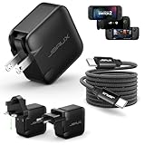 JSAUX 65W USB C Charger for Nintendo Switch 2, Powers in TV Mode, with EU/UK Plug & 6.6FT Cable, GaN PD Fast Charge for ROG Xbox Ally, Steam Deck, ROG Ally, iPhone 17, Galaxy, Tablet & Laptop – Black