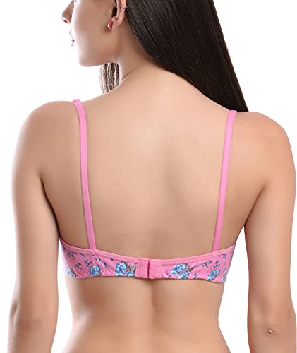 Image of FIMS - Fashion is my style Cotton Bra Non-Padded Non-Wired Bra Floral Print Bra for Women Combo Pack Girls Everyday Bra, Multicolor