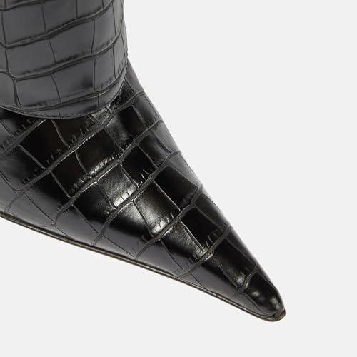 Vertundy Women'S Fold Over Boots - Pointed Toe Stiletto Heel Slip On Knee High Boot Fashion Sexy Dress Boot Size 7 thumb #3