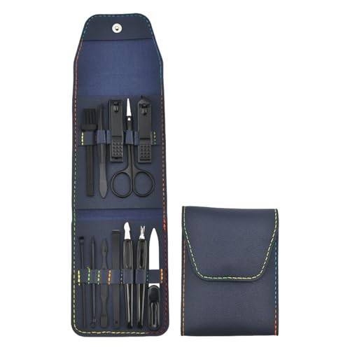Elegante juego de pedicura de manicura con bolsa de viaje de PU, 12 herramientas para el cuidado de las uñas, acero inoxidable, para hombres, mujeres, regalo de Navidad, bolsa de viaje para el cuidado