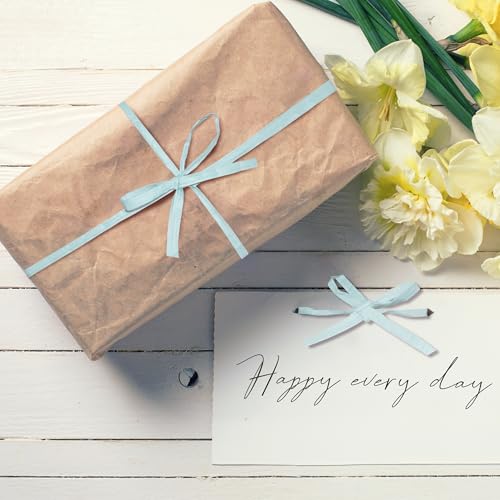 Raffia Ribbon for Crafts - Raffia Yarn Grass Twine for Gift Wrapping, DIY Decoration & More | Matte String Paper Rope for Crochet - 1/4'' Wide, 100 Yards, Baby Blue