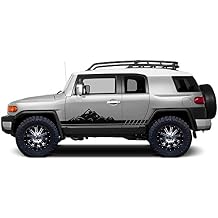 Mountain Side Stripe Graphics Kit Vinyl Decal Wrap Compatible with Toyota FJ Cruiser 2007-2014 - Matte Black