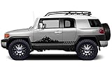 Factory Crafts Mountain Side Stripe Graphics Kit Vinyl Decal Wrap Compatible with Toyota FJ Cruiser 2007-2014 - Matte Black