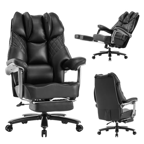 Zuacs Big & Tall Office Chair 400lbs Leather Black