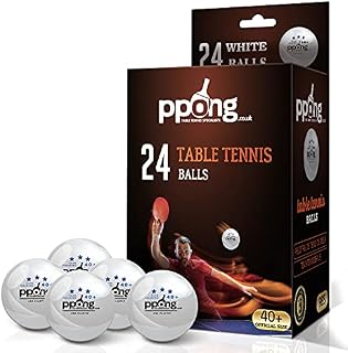 PPong Ping Pong Balls High Performance Table Tennis with PPong 3-Star 40+ Pro Abs Ping Pong Balls - Suitable for Indoor and Outdoor Play - Available in 12/24 Pack White Sets