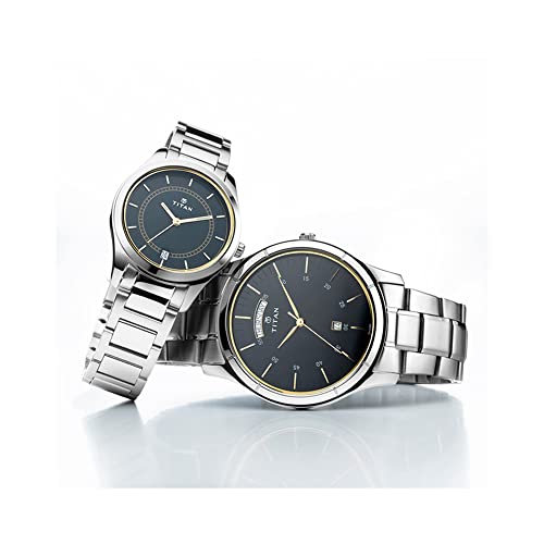 Titan Bandhan Blue Dial Analog with Day and Date Stainless Steel Strap Watch for Couple-NS17672596SM01P - Image 2