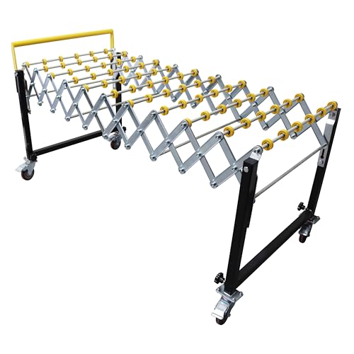 TECHTONGDA Folding Conveyor ABS Wheels Stand Retractable Adjustable 15.7-59inch Length 29.5-45.3inch Height 23.5inch Width Carbon Steel Frame