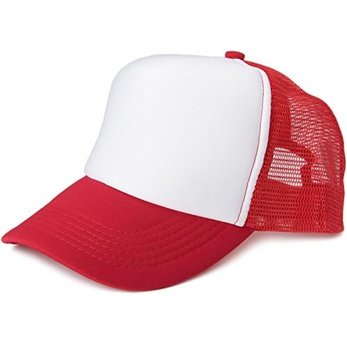 styleBREAKER Gorra de Malla de 5 Paneles, Gorra de Camionero, Gorra de béisbol, Ajustable, Unisex 04023007, Color:Blanco-Rojo