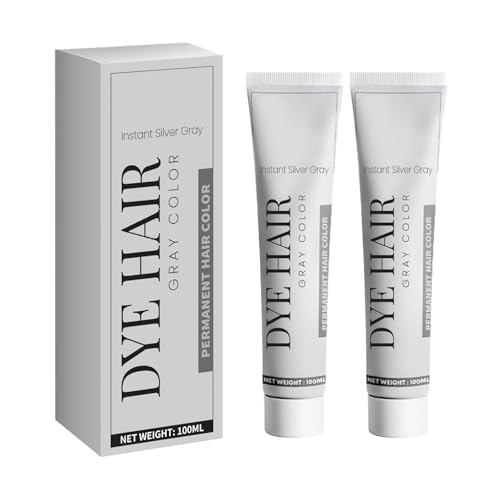 Tinte para el cabello gris plateado, 100 ml, crema de coloración instantánea, crema para el cabello natural, color gris plata, unisex, fijación de color duradera, nutritiva y brillante, para todos los