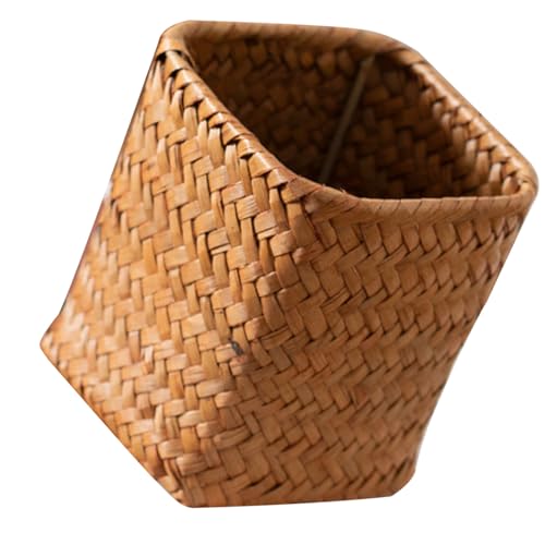 HYTROVE 草編ペンホルダー おしゃれ 卓上収納 多機能 筆立て 文具 化粧ブラシ リモコン収納用 素材 丈夫で実用的なデスクオーガナイザー