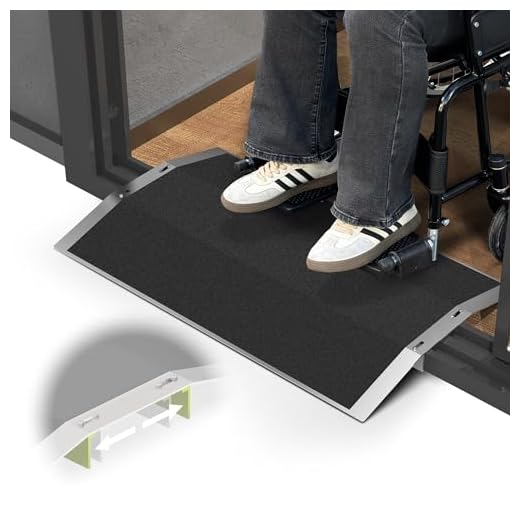 XARILK 70cm L × 4cm H Bridge Threshold Ramp for Doorways, Fits 7–13 cm Wide Thresholds with Adjustable Support Bars, Non-Slip Aluminum Wheelchair Ramp for Home Steps, Sliding Door Ramp for Wheelchair