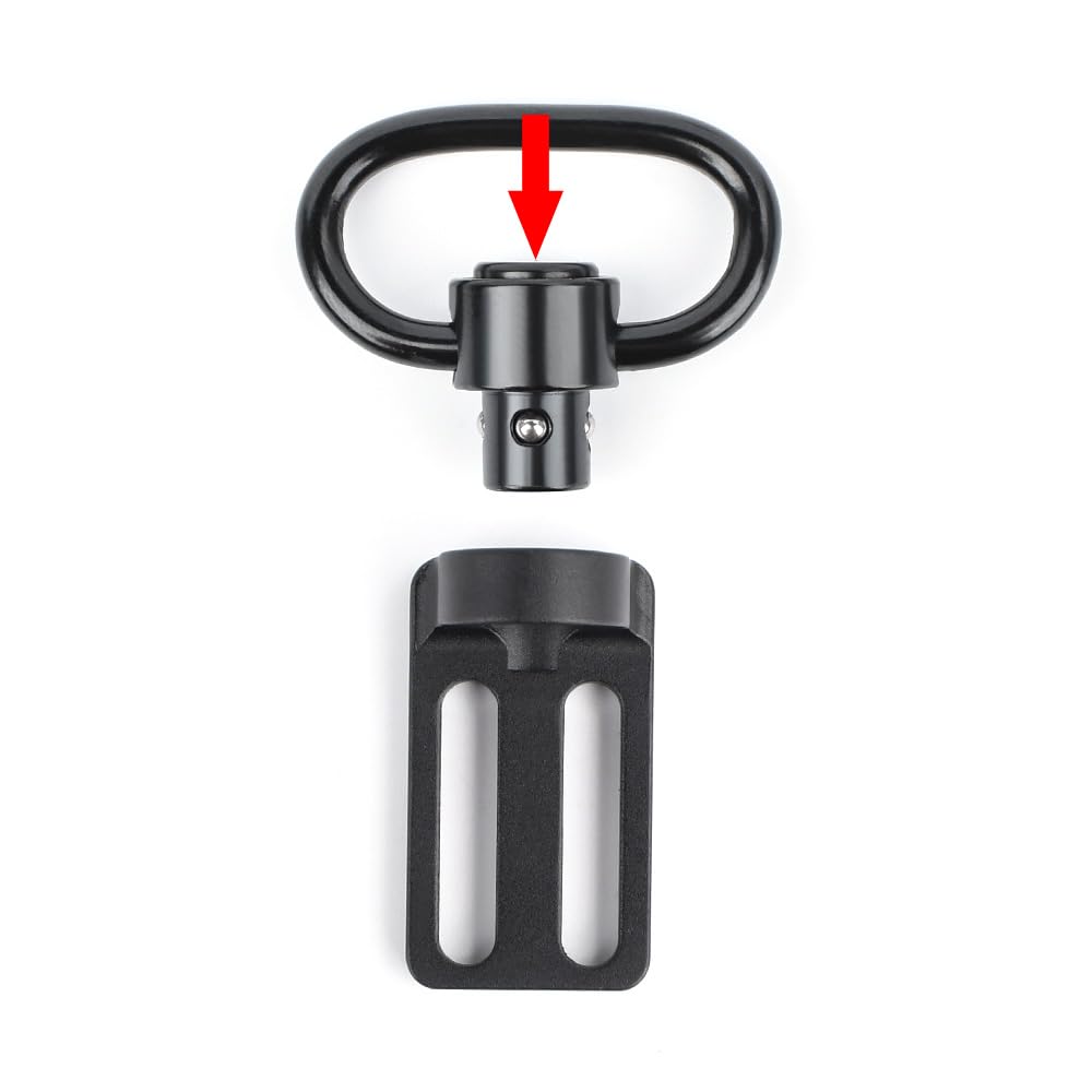 Tactical 2 a 1 Punto triglide (2,5 cm) Sling Adapter, Push Button Quick Release Swing Girevole per Outdoor Bag Cinghie Accessori (Nero)