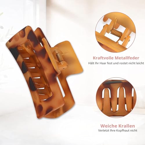 Foto von Lolalet 8 Stück Große Haarklammer, 8cm Haarspangen für dickes Haar Rutschfestes Haar Jaw Clips Haarstyling-Zubehör für Frauen Mädchen -Muster A