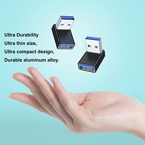 Areme 90 Degree Usb 3.0 Adapter 2 Pack, Upward Angle Usb A Male To Female Converter Extender For Pc, Laptop, Usb A Charger, Power Bank And More (Black) #TOP5