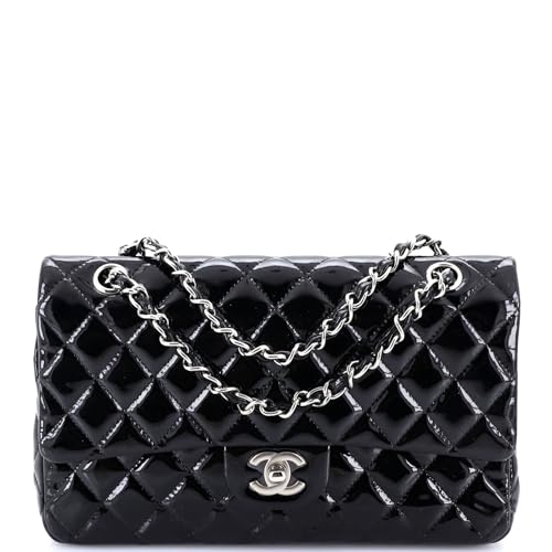 Pre-Loved Classic Double Flap Bag Quilted Patent Medium, Black