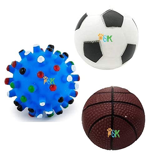 PSK PET MART Combo of 3 Natural Rubber Vinyl Squeaky Toy for Small Puppy/Dogs - 1 Basket Ball + 1 Foot Ball + 1 Puppy Face Ball (Color May Vary) (B09C8NKBPY) Amazon Price History, Amazon Price Tracker