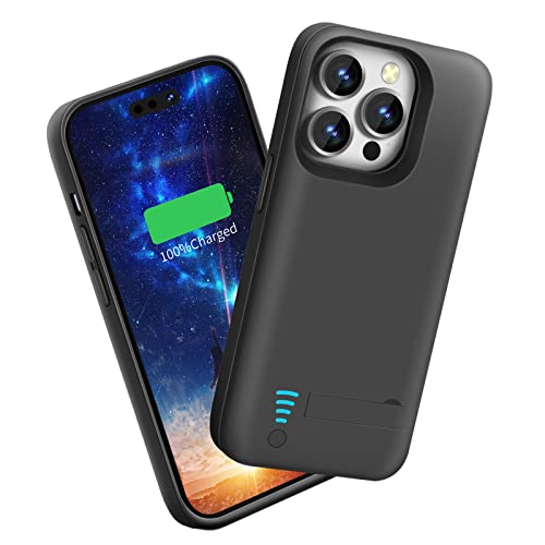 Sitong Battery Case for iPhone 14 Pro, 5000mAh Rechargeable Extended Battery Charging/Charger Case, Add 100% Extra Juice, Support Wire Headphones (6.1 inch) Black