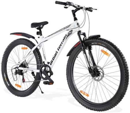 Urban Terrain Galaxy Max 27.5 inch Steel Geared High Performance Mountain Cycle for Men with Front Suspension & Dual Disc Brakes | Ideal for 15+ Years, Unisex, Frame Size : 17 inch, 7 Speed, White