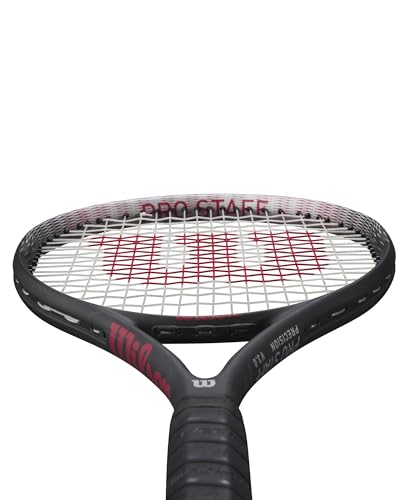 Image of Wilson Pro Staff Precision 100 Tennis Racket, Precision Mastery and Vibration Control, With an Ergonomic Handle, Colour: Black /Red /White, Size: 4